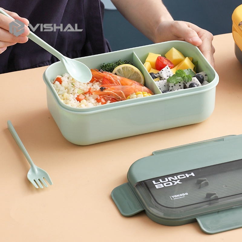 VISHAL Kotak Makan/Free Sendok/Anti Bocor Lunch Box Jerami BPA Free