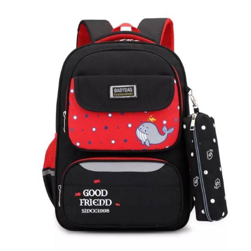 tas ransel anak TK SD tas punggung motif ikan paus