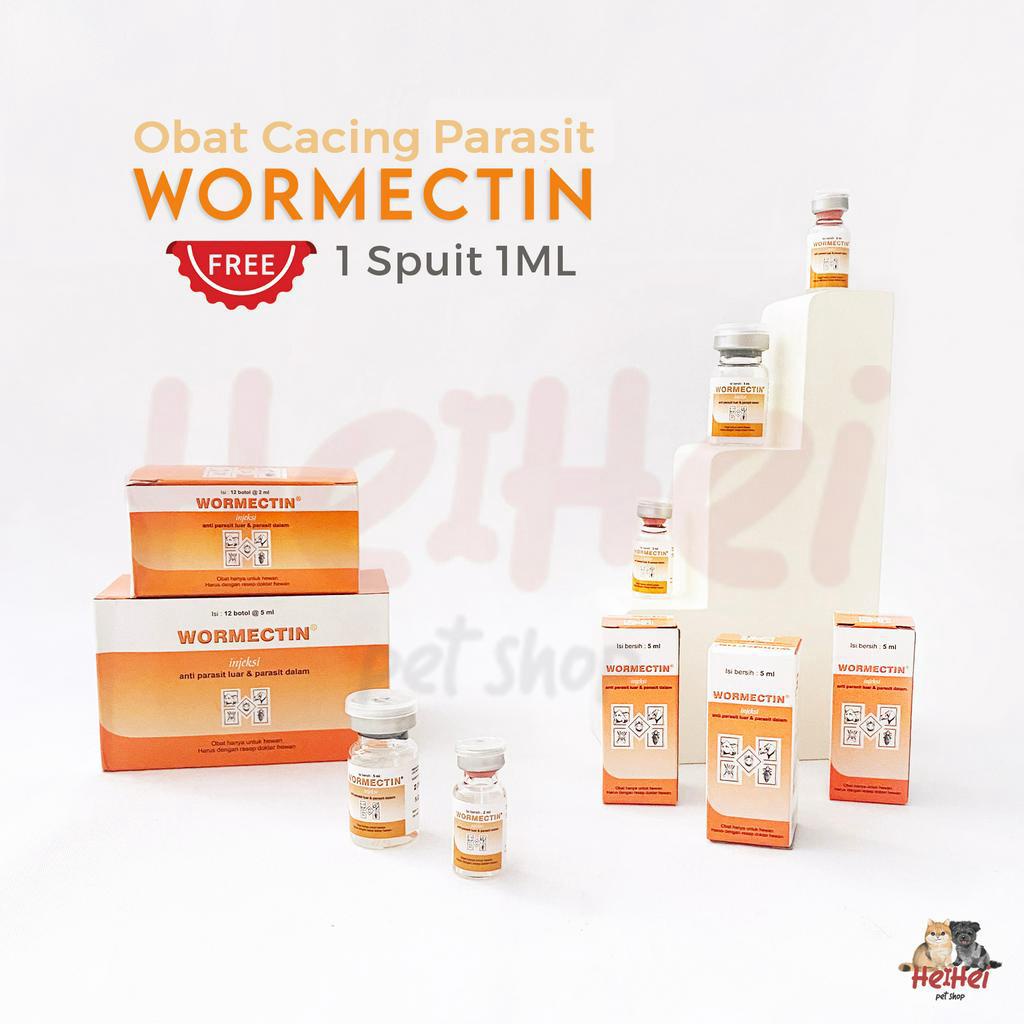 Wormectin + Free Spuit - Obat Cacing Kutu Tungau Caplak Parasit Hewan Kucing Anjing 2ml 5ml - Obat Cacing Anabul - Pet Tick Flea