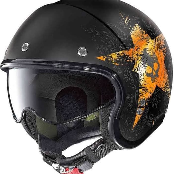 Helm Retro Klasik Nolan N21 Star Skull 071 Flat Black Made in Italy