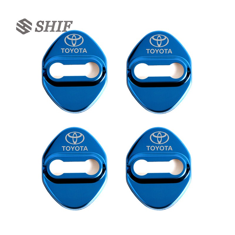 4pcs Stiker Pelindung Kunci Pintu Mobil Logo Toyota Bahan Stainless Steel
