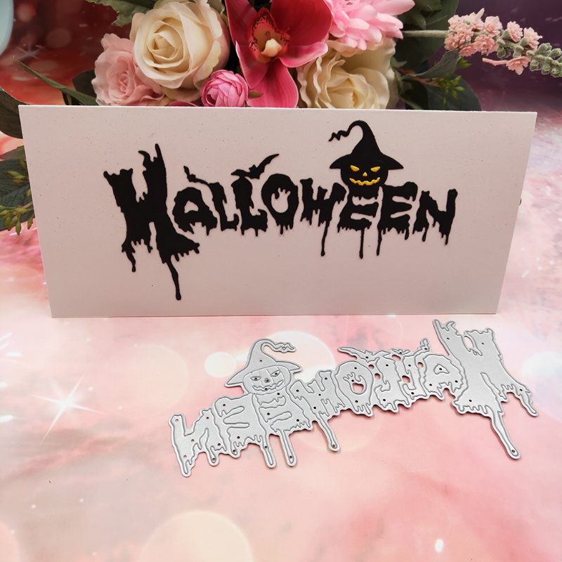 Cetakan Stensil Cutting Dies Motif Halloween Bahan Metal Untuk Scrapbook / Craft DIY / Embossing