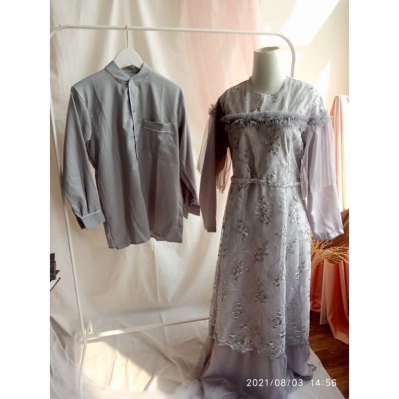 couple muslim tile brukat polka cp pesta gamis tile gamis brukat lilac tile dott seragam cp aliyah
