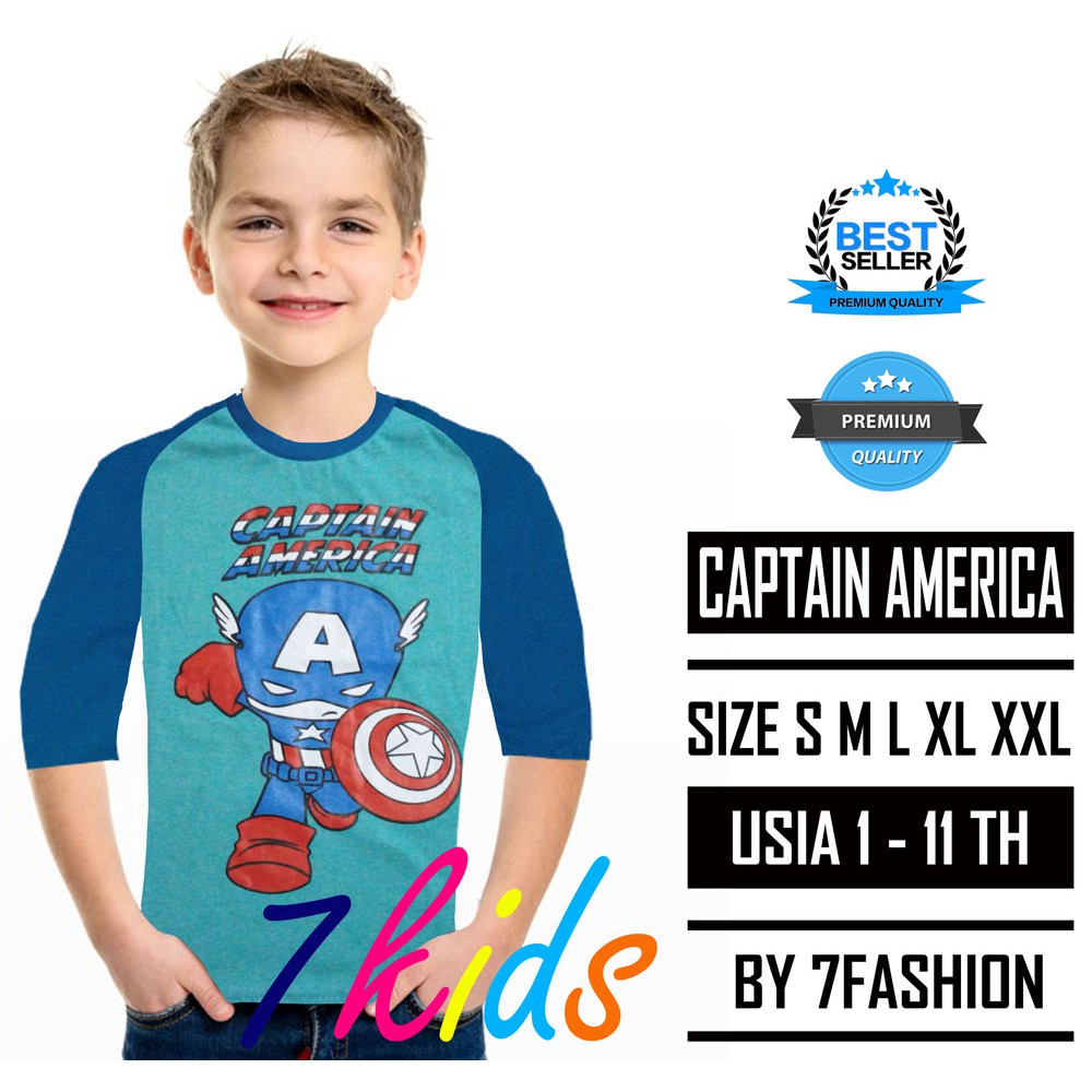 Kaos Anak laki-laki | Kaos Anak Perempuan | Pakaian anak Captain Amerika