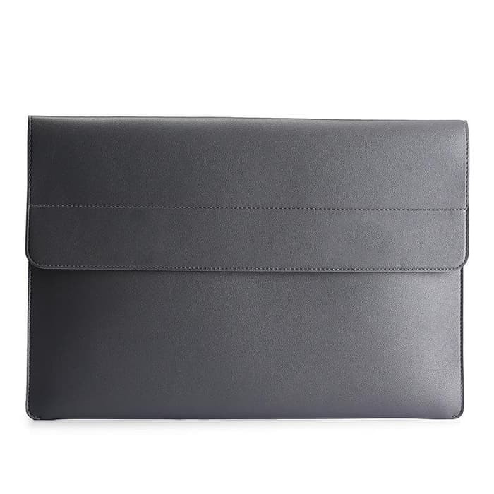 Tas Laptop Softcase Sleeve PU Leather Magnetic 13 14 inch grey