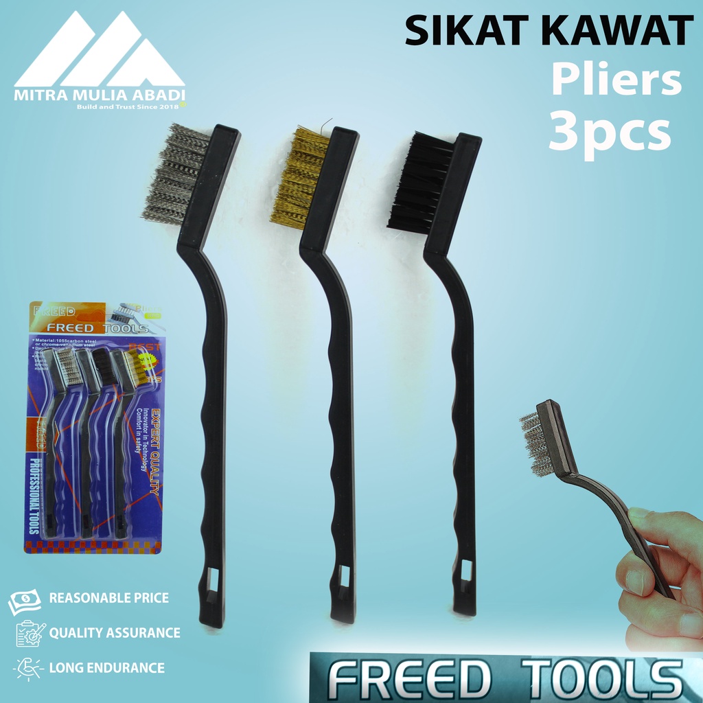 Sikat Kawat 3 pcs Sikat Kuningan Sikat Nylon Skat Kawat model Sikat