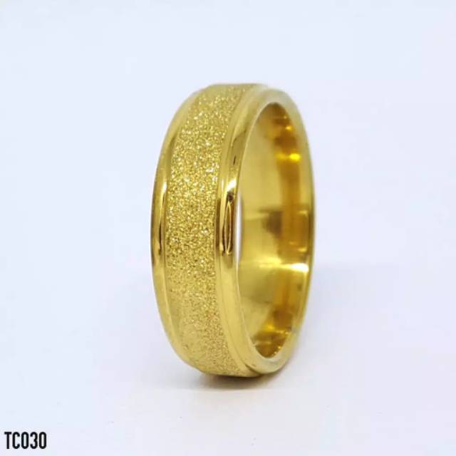 Fourfashion Cincin Pasir Emas Gold - Perhiasan Titanium Stainless Steel - TC030