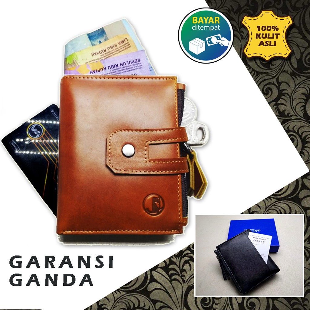 JAT Dompet Resleting Lipat Kulit Asli