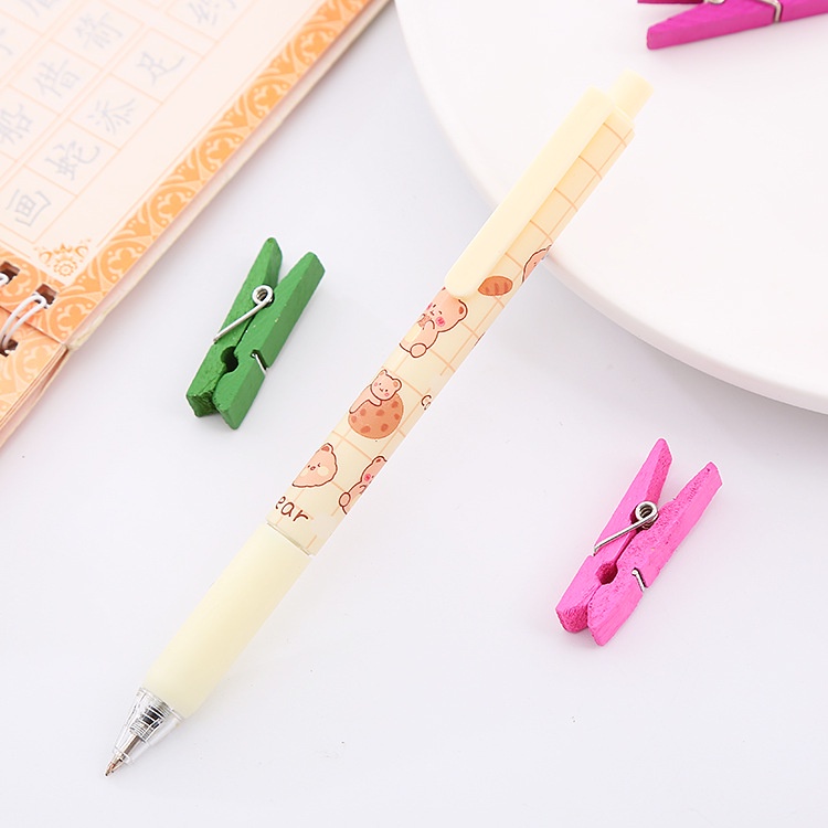 2pcs / Set Pulpen 0.5mm Motif Kartun Beruang Warna-Warni Untuk Stationery Kantor / Hadiah Teman