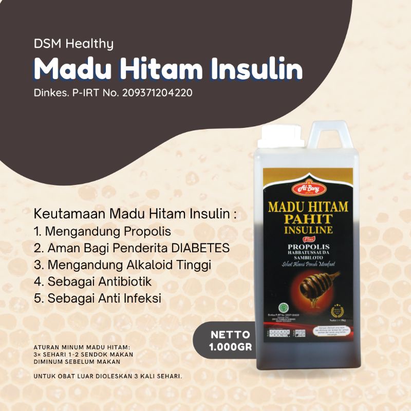 

MADU HITAM PAHIT AL-BANY INSULIN Madu Asli 1000gr freee gift