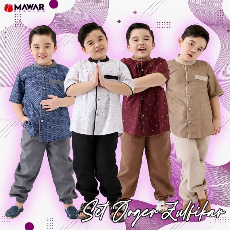 Set Baju Koko Anak Laki-Laki Lengan Pendek Model Celana Joger / Koko Zulfikar