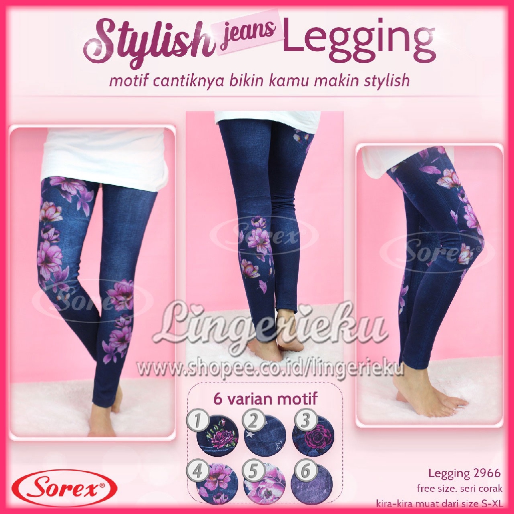 Celana Legging Sorex Model Terbaru Motif Jeans Sorex 2966