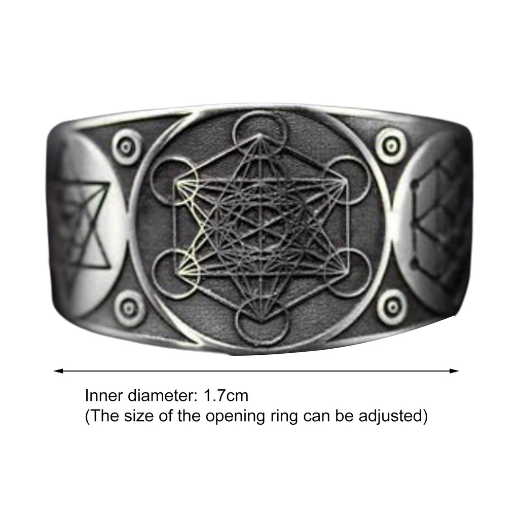 Hu Hu Hu Hu Hu Alat Bantu Pasang Kacamata♡ Cincin Model Terbuka Bahan Alloy Desain Hexagram Gaya Vintagepunk Adjustable Untuk Priawanita