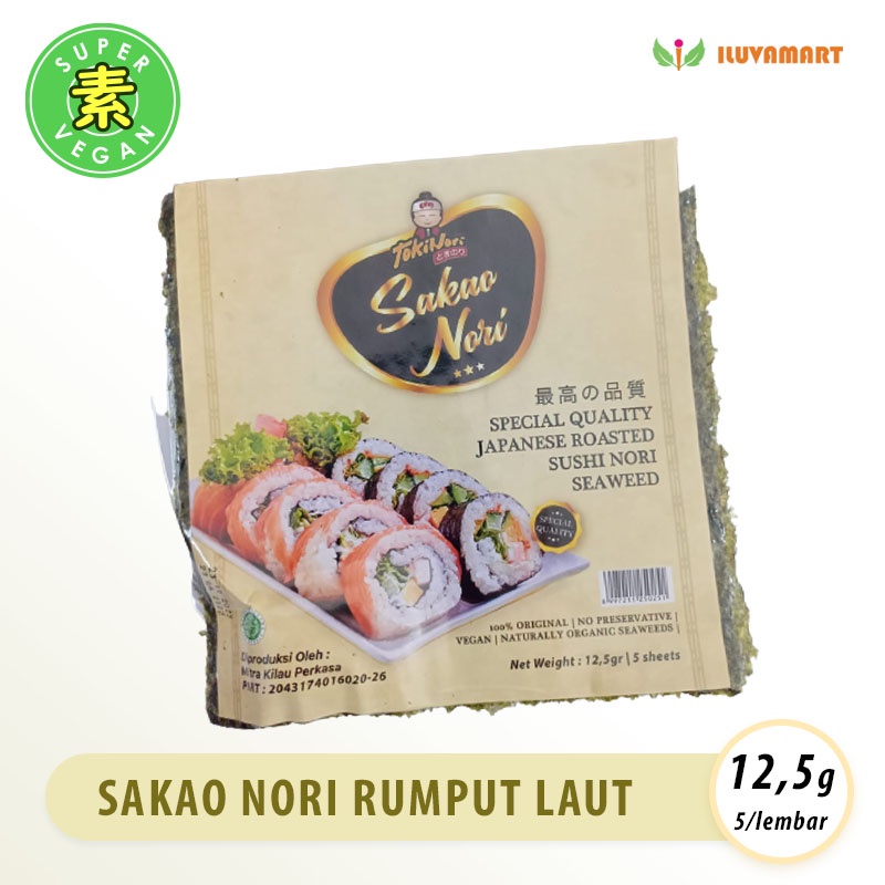 

Tokinori Sakao Nori Rumput Laut 5 Lembar / 10 Lembar Seaweed Sushi - Isi 5 lembar