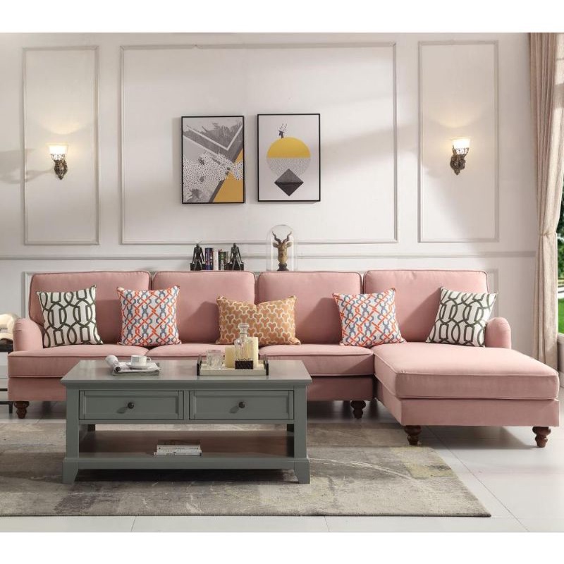 SOFA MINIMALIS | SOFA RUANG TAMU | SOFA LETTER-L | SOFA FULL WARNA PINK | SOFA NYAMAN