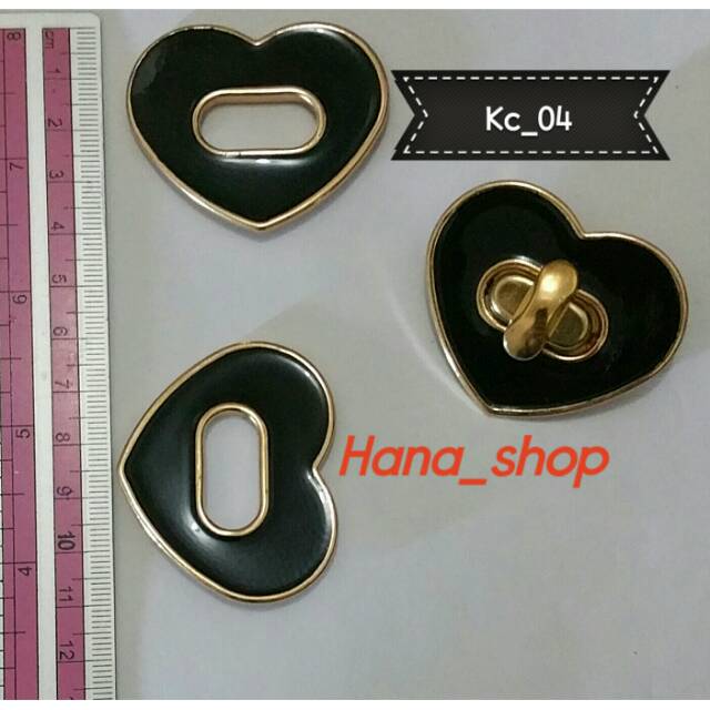 Kunci putar love black Aksesoris tas / accesories tas