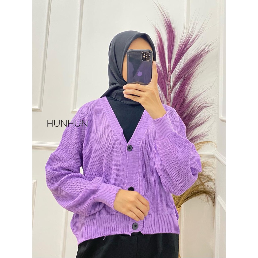 Cardy Lux Knite Pusatgrosir_solo/ Sweater Cardigan Rajut Outer Atasan Wanita Crop Baju Rajut Lilac-LUX (KODE B) LILAC