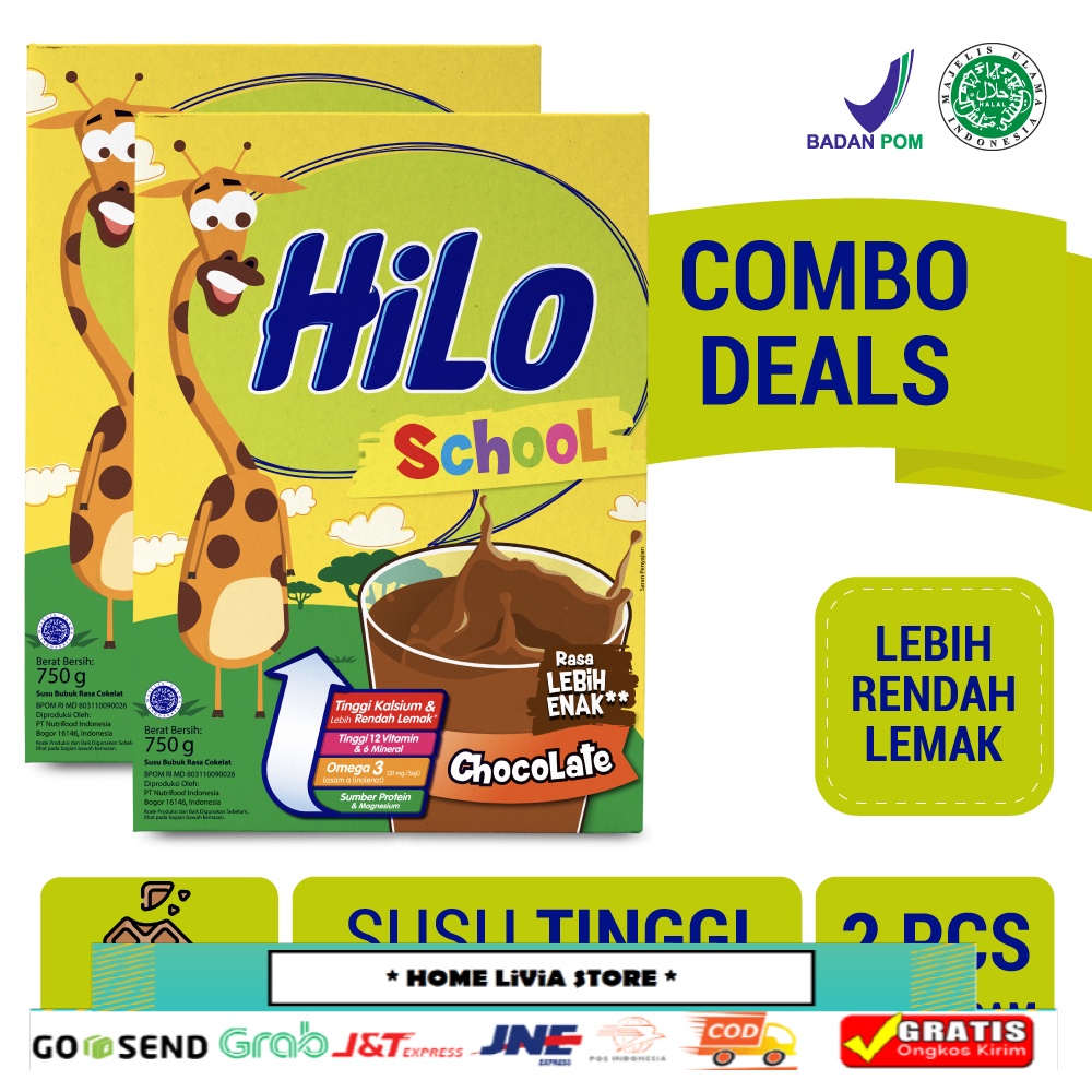 

Twin Pack - HiLo School Chocolate 750 gram - Susu Tinggi Kalsium Rendah Lemak