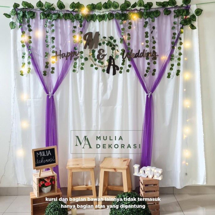 Backdrop- Dekorasi Backdrop Lamaran Nikahan Aqiqah Background Bekdrop Paket L - Gold -Backdrop.