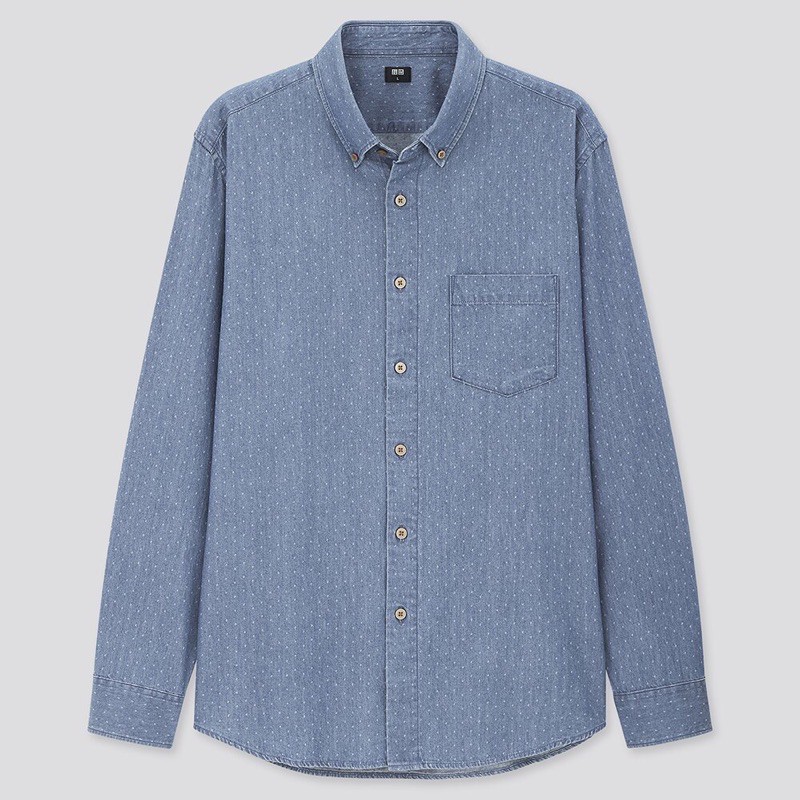 Uniqlo Kemeja Denim Dobby Lengan Panjang