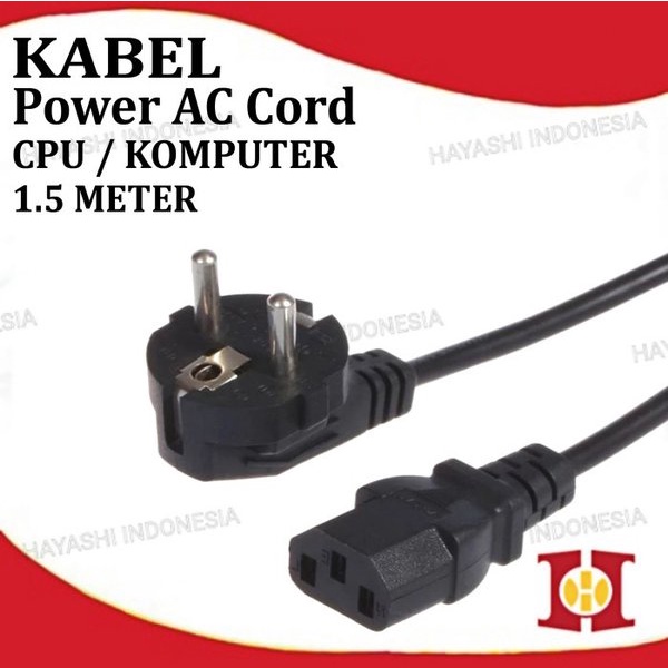 Kabel Power AC Cord Listrik Komputer PC CPU Desktop Cable 3 Lubang Pin