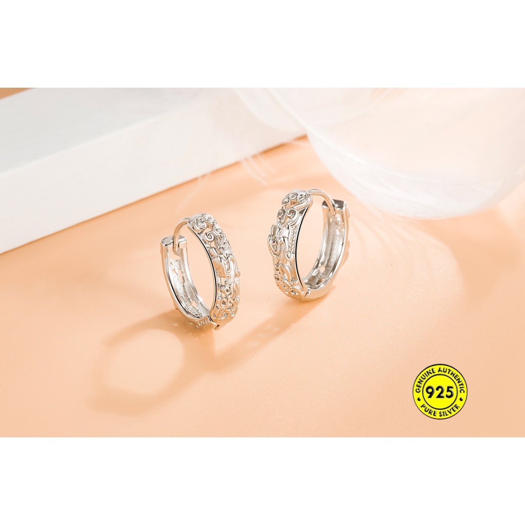 Anting Klip Hollow out Bahan Sterling Silver Untuk Wanita