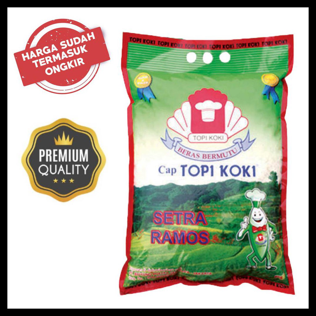 

PASTI READY BERAS PREMIUM CAP TOPI KOKI SETRA RAMOS 5KG (HARGA + ONGKIR)