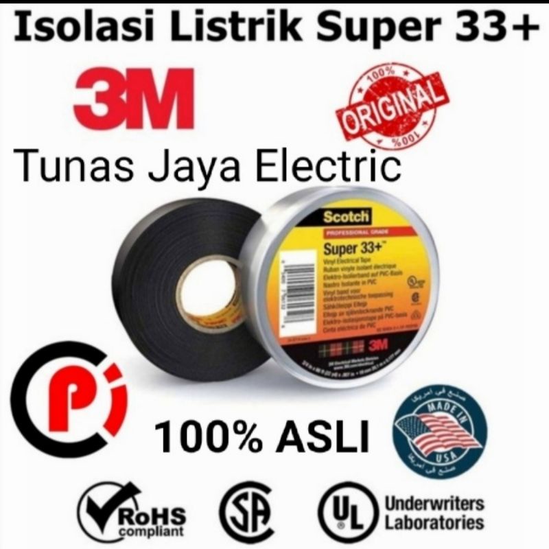 Isolasi 3M Scotch Super 33+ Vinyl Electrical Tape ORIGINAL ASLI