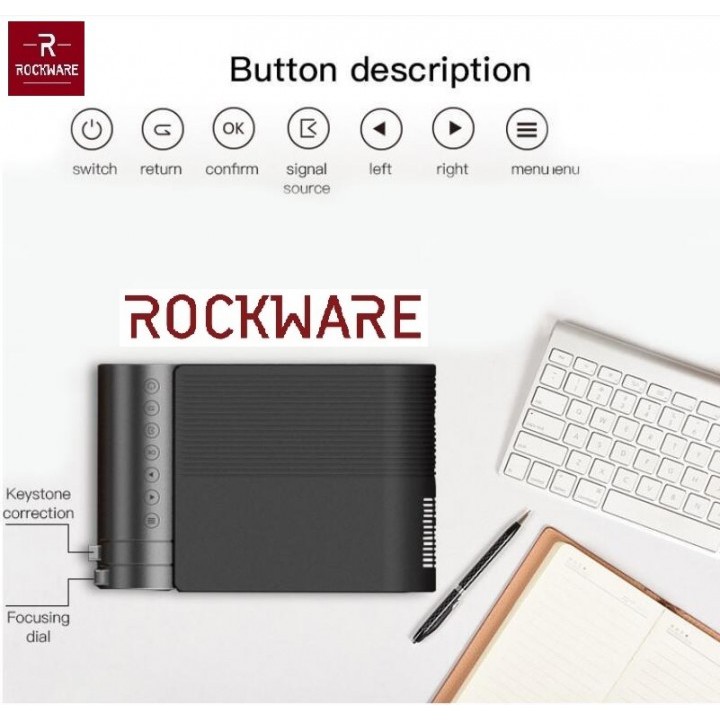 ROCKWARE RW-550W - HD 720P Projector 2400 Lumens - Mirroring Display