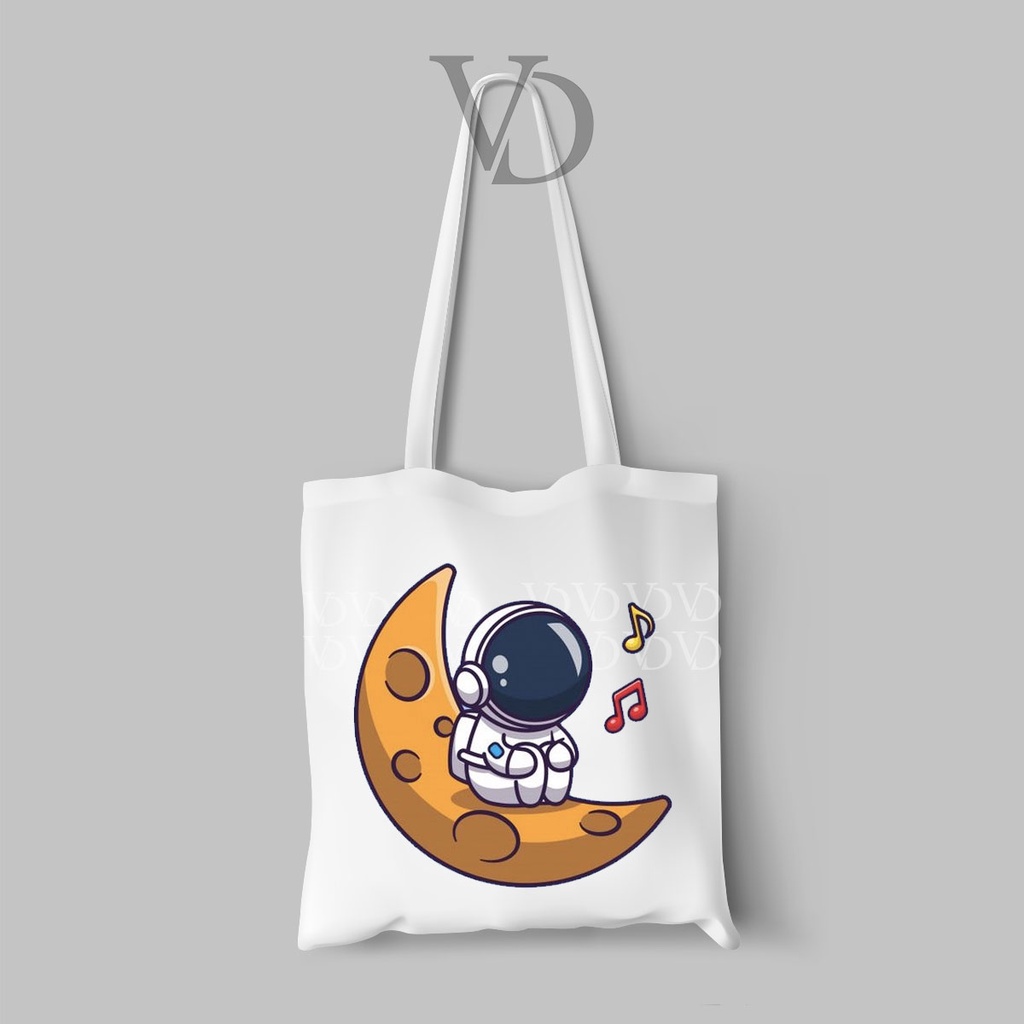 TOTE BAG BAHAN KANVAS CUTE ASTRONOT / PLANET AESTHETIC TOTE BAG / TAS BELANJA KEKINIAN