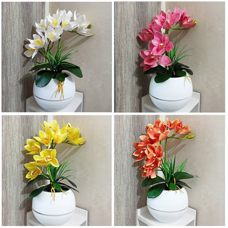 Rangkaian Bunga Anggrek Latex/Anggrek Artificial/Anggrek Cattleya/Bunga Dekorasi/Katelia