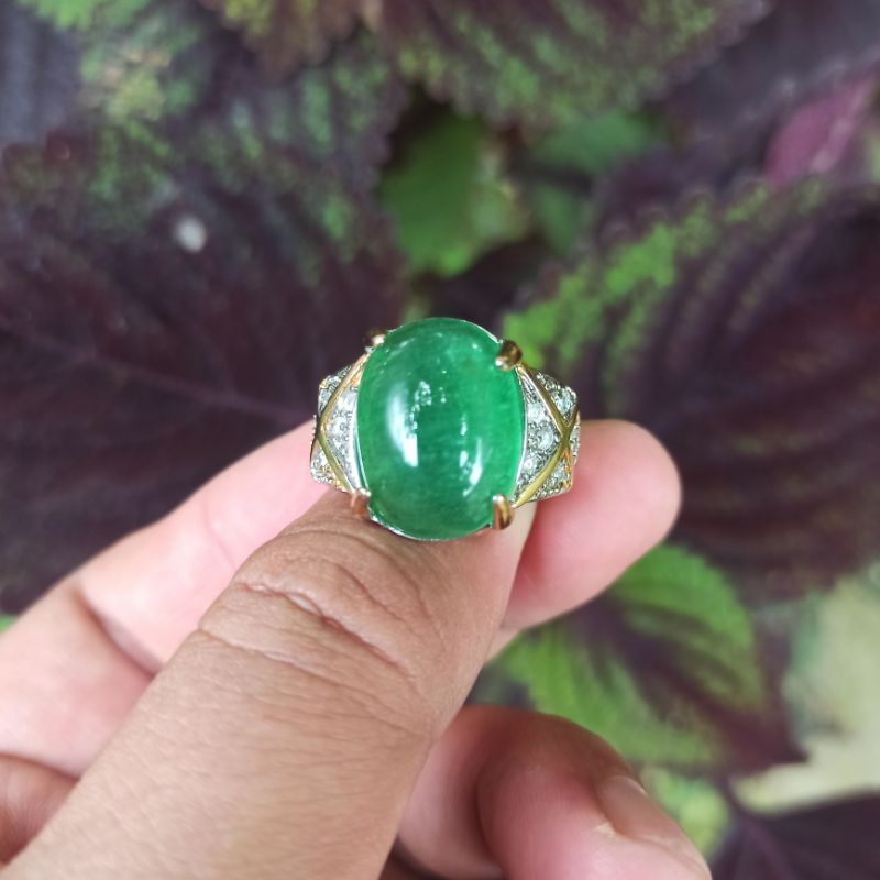 CINCIN BATU AKIK PERMATA JAMRUD KALIMANTAN (NATURAL GLASS OBSIDIAN) (N)