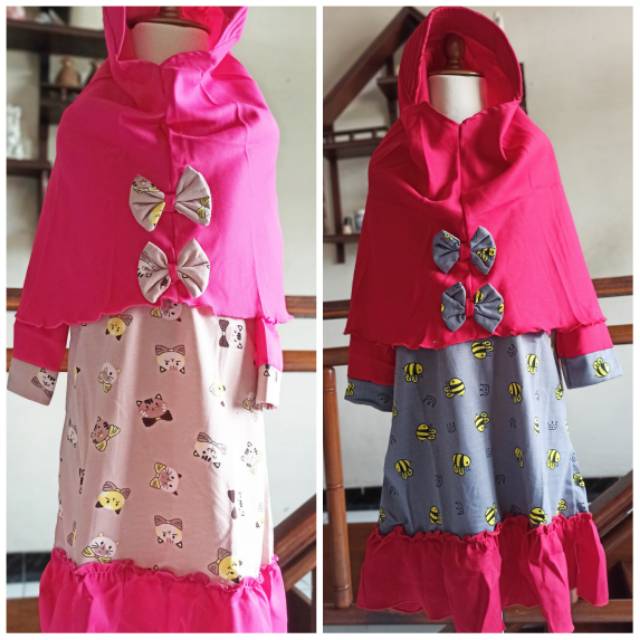 GAMIS ANAK SET KERUDUNG 3-10 TAHUN