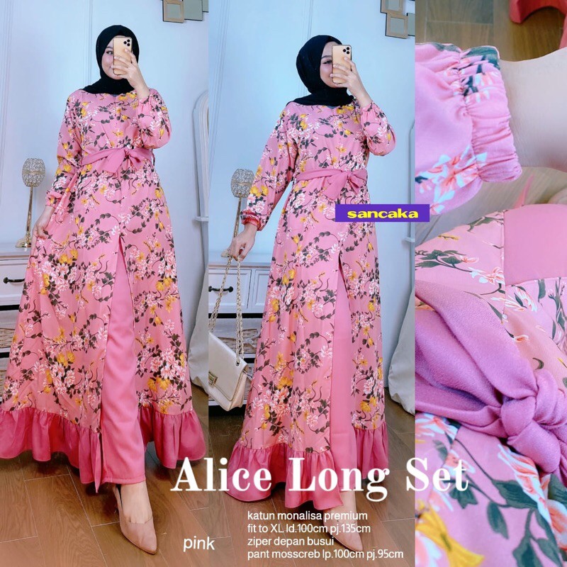 ALICE LONG SET PINK BY SANCAKA/ORI SOLO/SET LONG TUNIK MONALISA