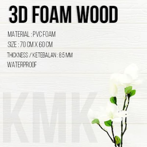 WALL 3D FOAM BRICK KAYU - WHITE
