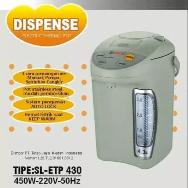 SOLID ETP 430 - Termos Elektrik / Termos Listrik 4,3 Liter