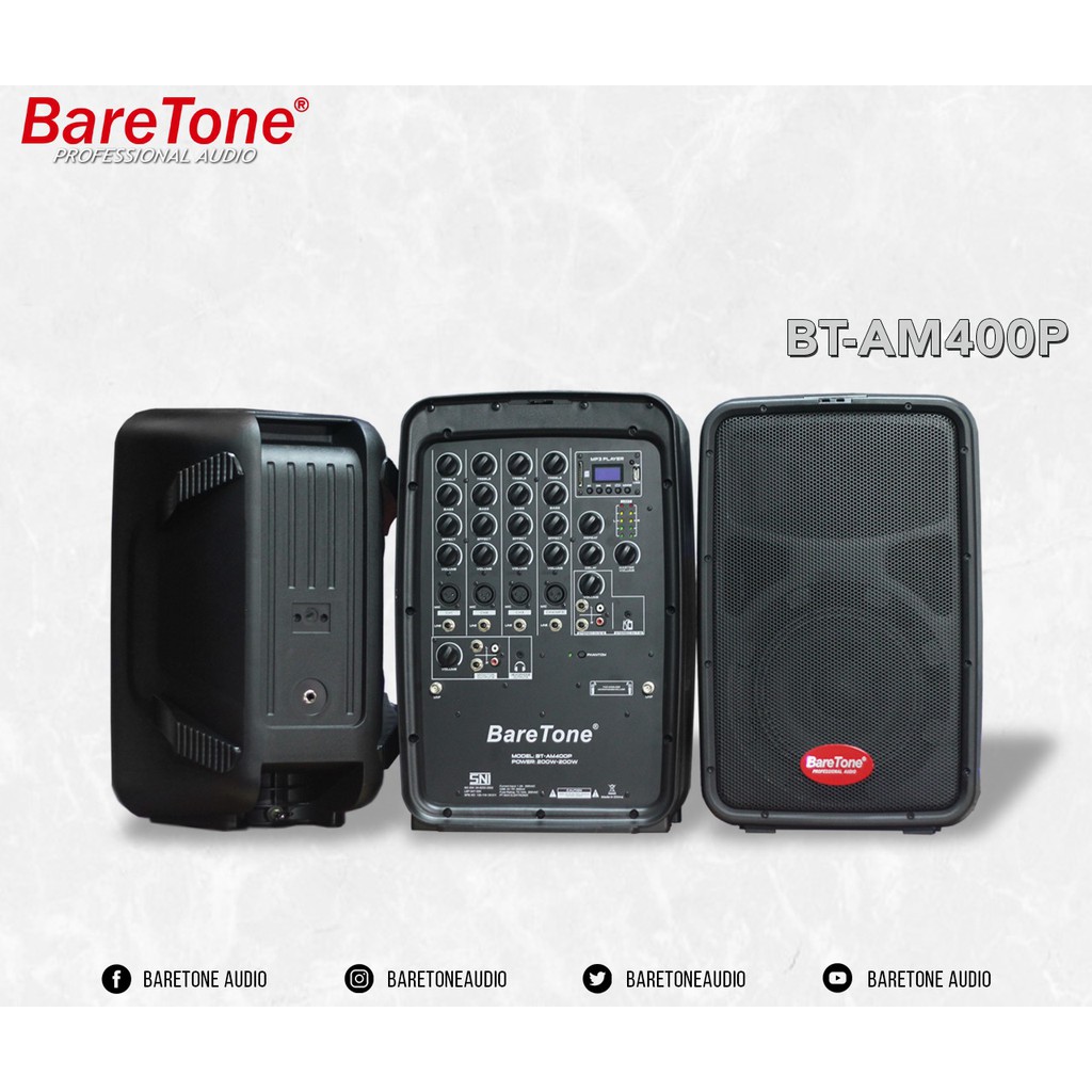 Speaker portable PA System Baretone BT AM400p - BTAM400P