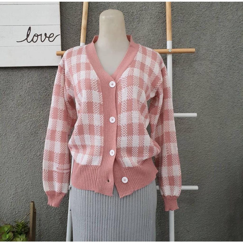 Cardigan Kotak- Kotak OVERSIZE PREMIUM /CARDYGAN WANITA