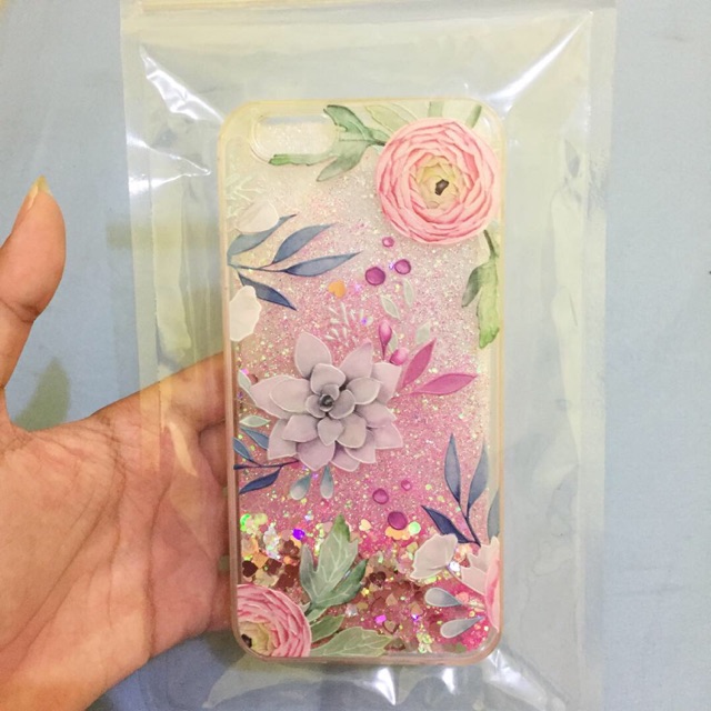 SOFTCASE FLOWER SAND GLITTER / CASE IPHONE 6/6s MODEL GLITTER AIR PASIR ANTICRACK