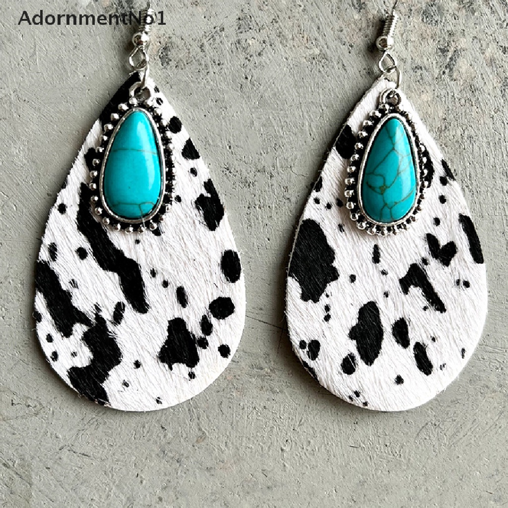 (AdornmentNo1) Anting Gantung Panjang Kait Gaya Vintage Etnik Motif Print Kulit Leopard Tribal Untuk Wanita