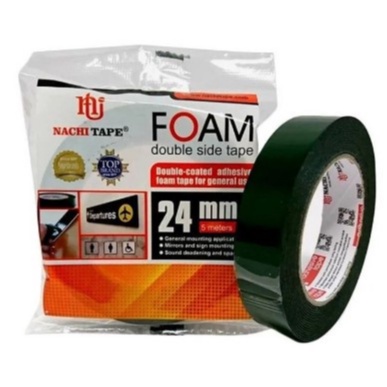 

SOLASI/ISOLASI/SELOTIP Double Tape Foam Nachi 24mm Warna Hitam
