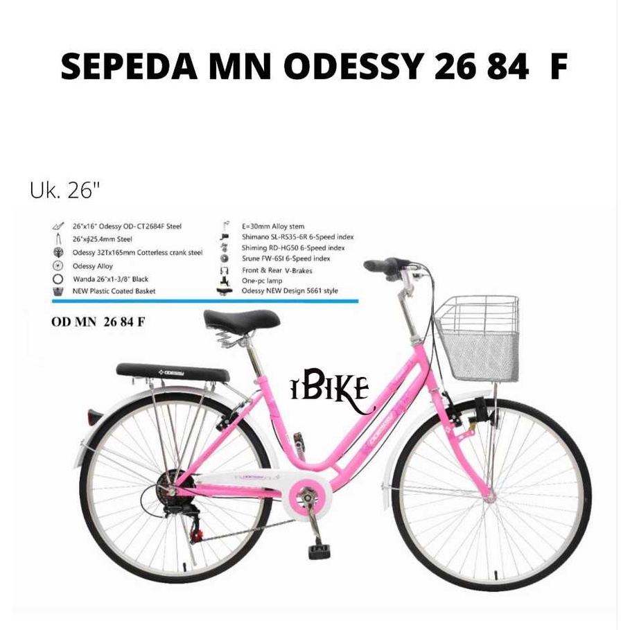 Sepeda Keranjang Dewasa ODESSY 26 84 F Ukuran 26 Inch Mini 6 Speed