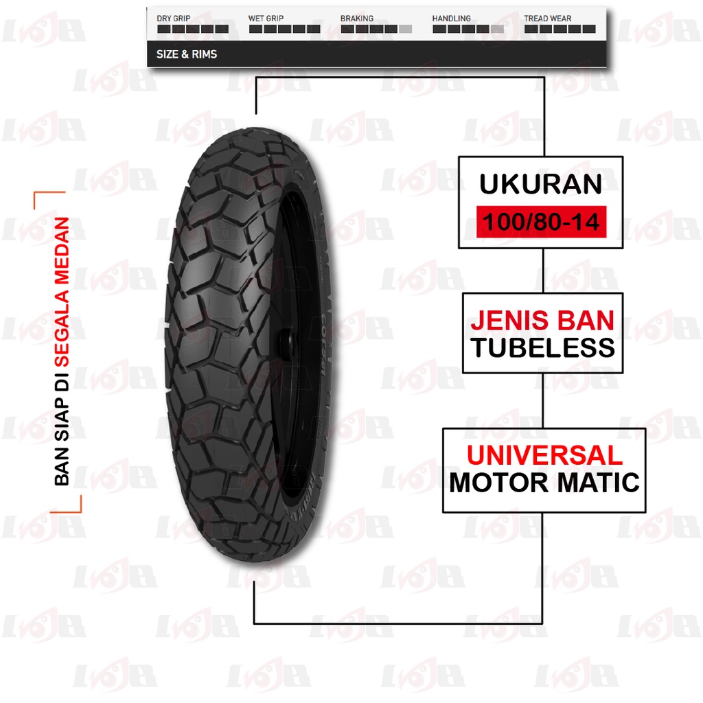 Ban CORSA 100/80-14 CROSS S Platinum Ban Luar Motor Matic Tubeles Type Hybrid Compound Kumpon