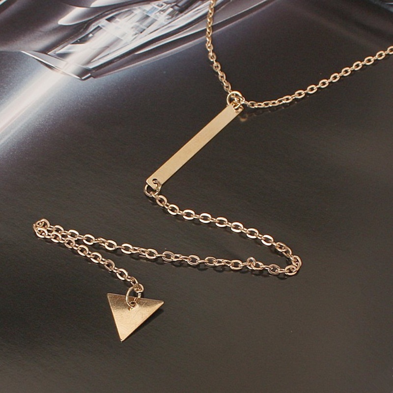 Geometric Triangle Tassel Necklace Accessories Short Clavicle Chain Personality Simple