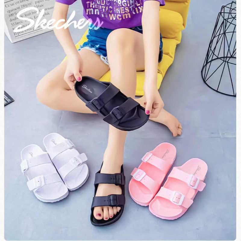 Sandal Slip On Birkin Skech Woman Sendal Wanita Slide Terbaru