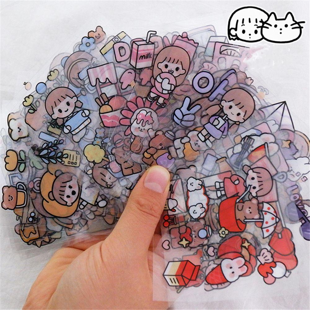 R-flower 20pcs PET Stiker Jurnal DIY Dekoratif Notebook Album Diary Kelinci Perempuan