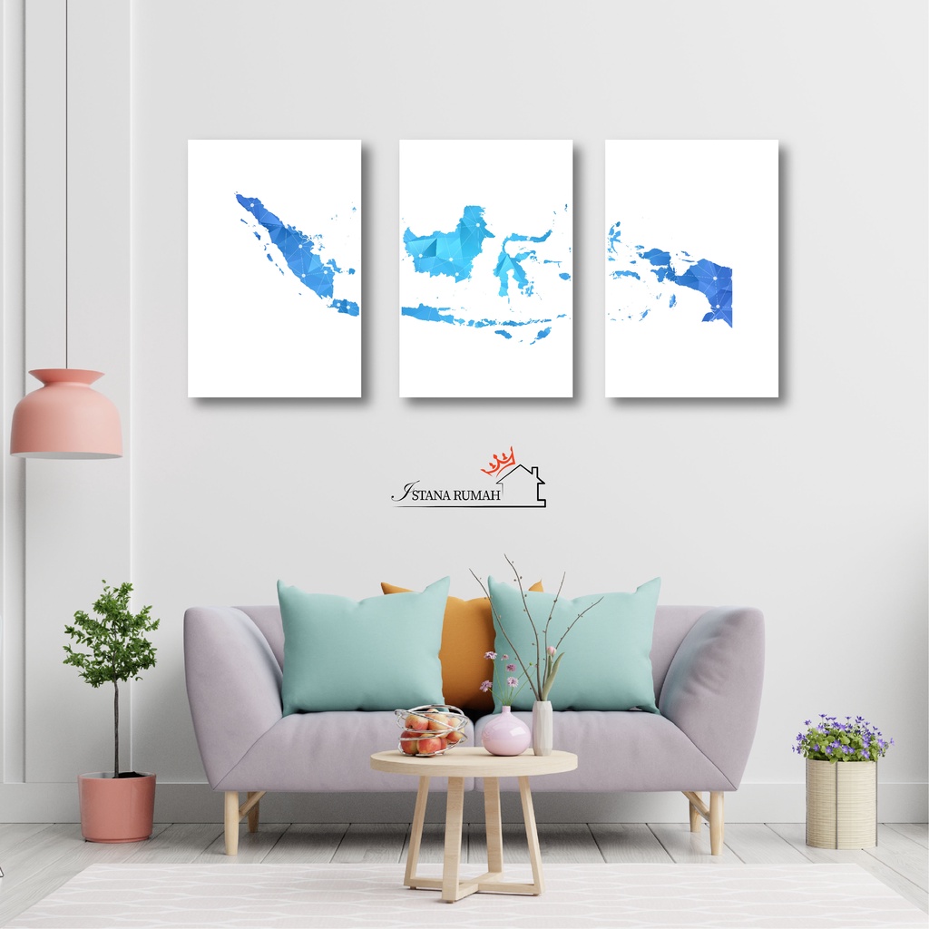 ISTANA RUMAH - Hiasan Dinding Peta Indonesia Blue Dekorasi kamar