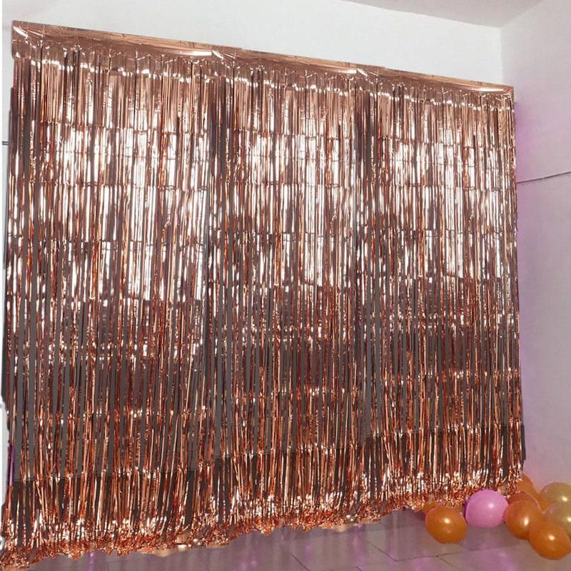 AVVET Tirai Pesta Ulang Tahun Tirai Rumbai Plastik Chrome Foil 99 x 180 Cm Foil Curtain Backdrop Curtain Selinger Metalik Import Murah