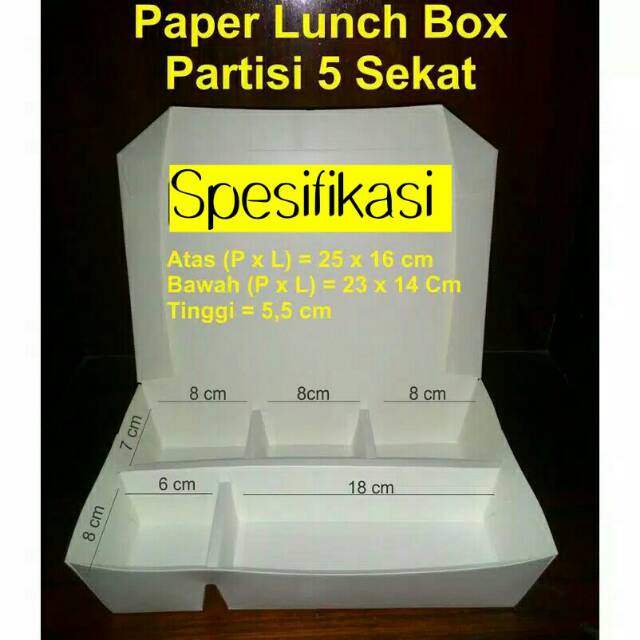 isi 100pcs Paper Lunch Box Sekat 5 Merk Ergopak (GOJEK/GRAB)