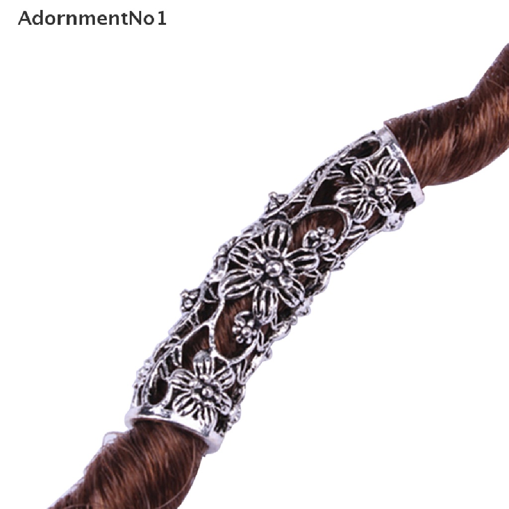 (AdornmentNo1) Manik-manik Viking Cuff Silver Tibet Untuk Aksesoris Rambut Gimbal / Jenggot